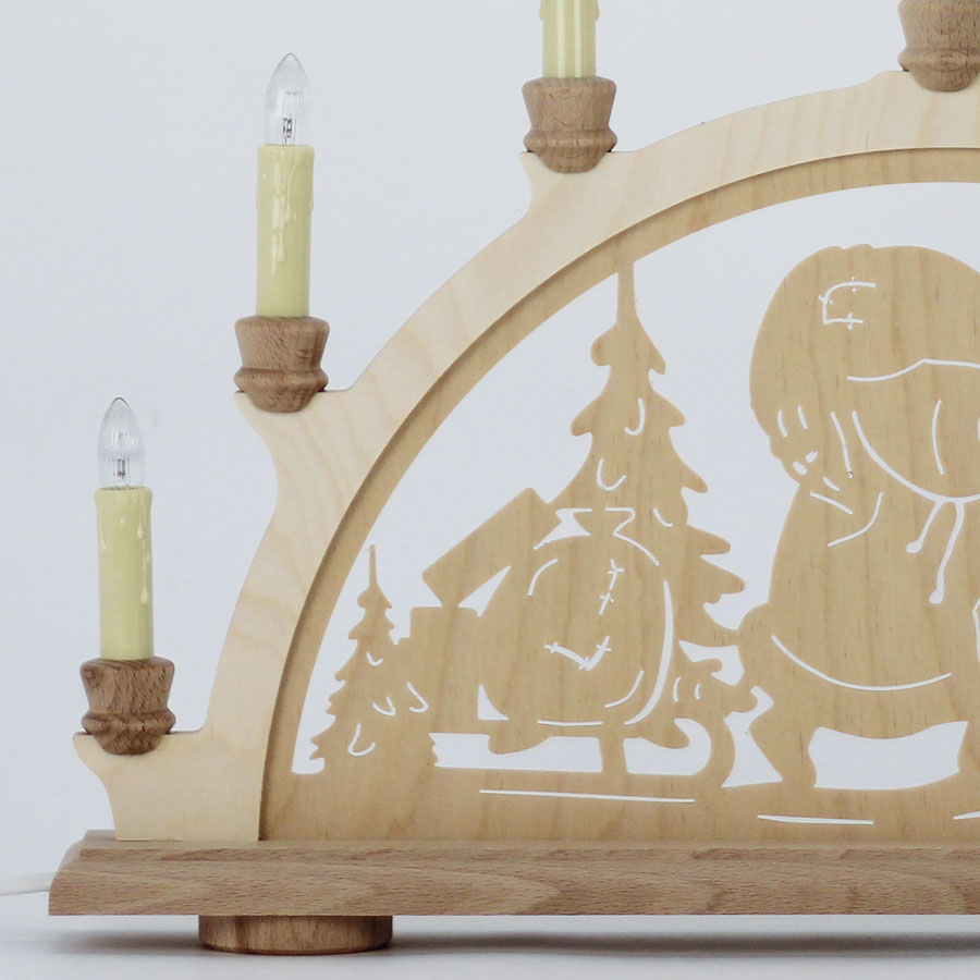 Erzgebirgs-Schwibbogen 'Weihnachtsmann' 7 flammig (LED Optional) 49x6x30cm