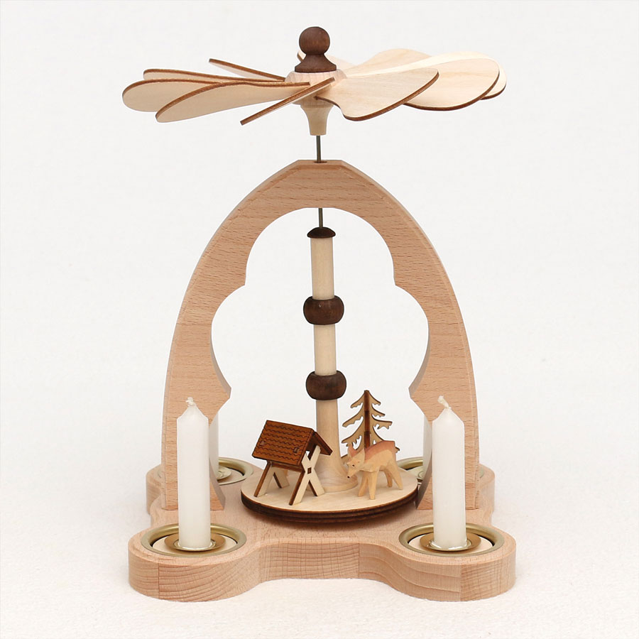 Pyramide 'Wald' mit 4 Kerzenadaptern