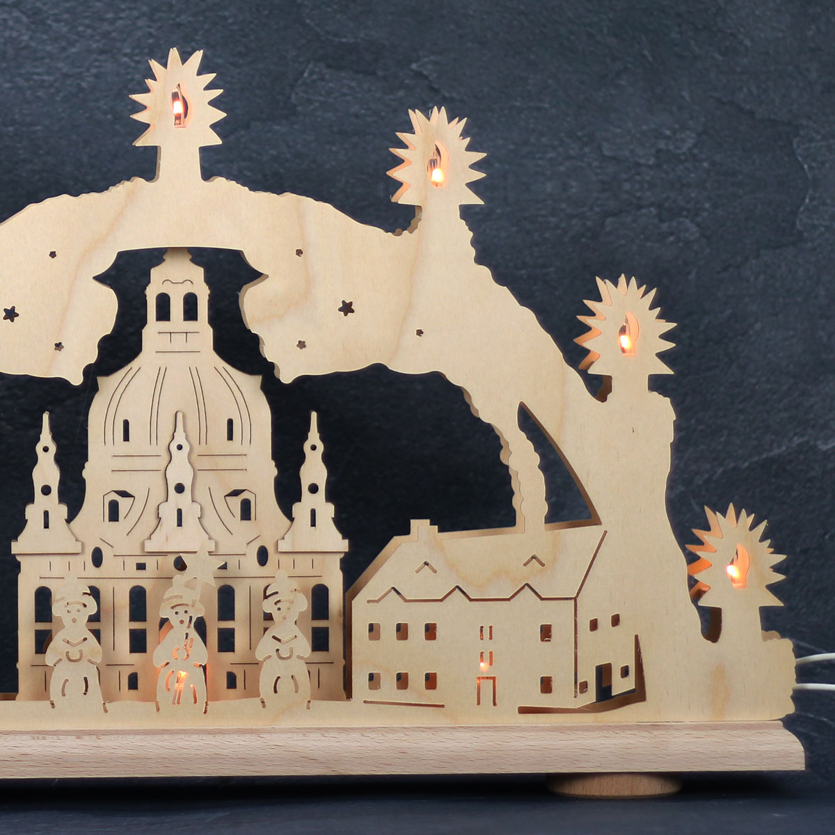 Erzgebirgs-Schwibbogen 'Frauenkirche' 3D 10 flammig 49x6x30cm