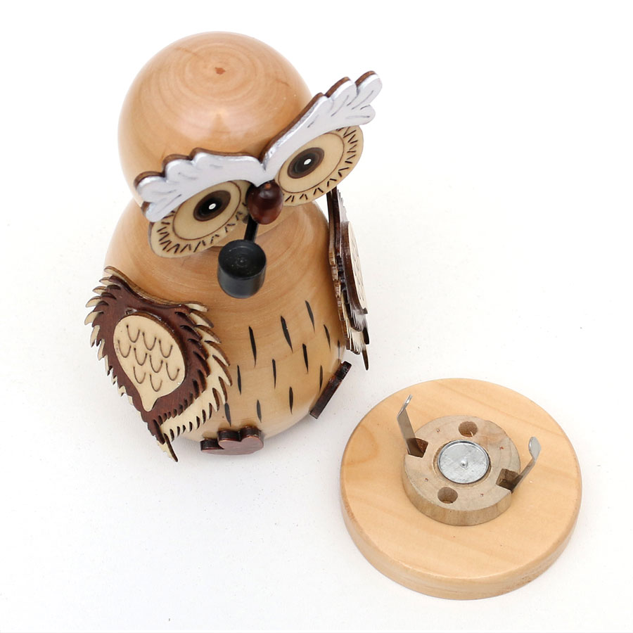 Räucherfigur 'Eule' hell oder braun 15cm Holz