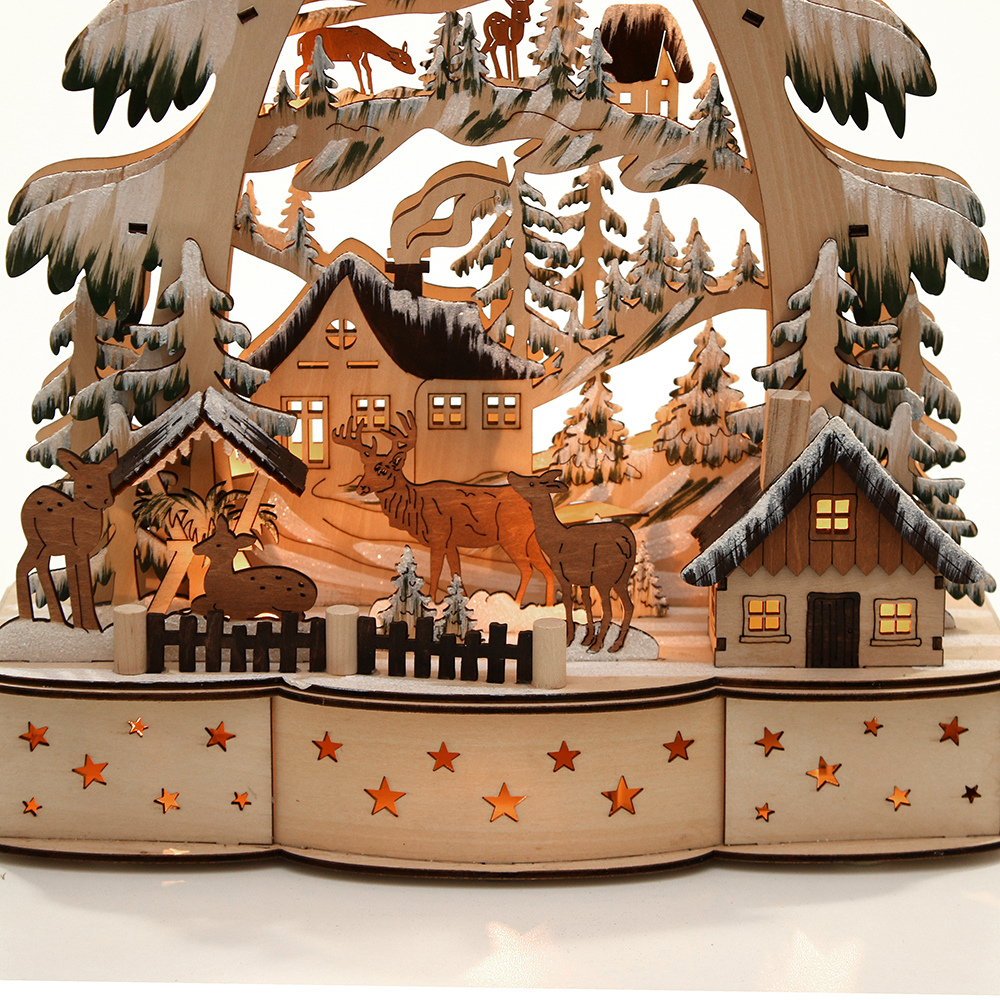 Schwibbogen Lichterecke 'Rehe im Wald' 30cm breit