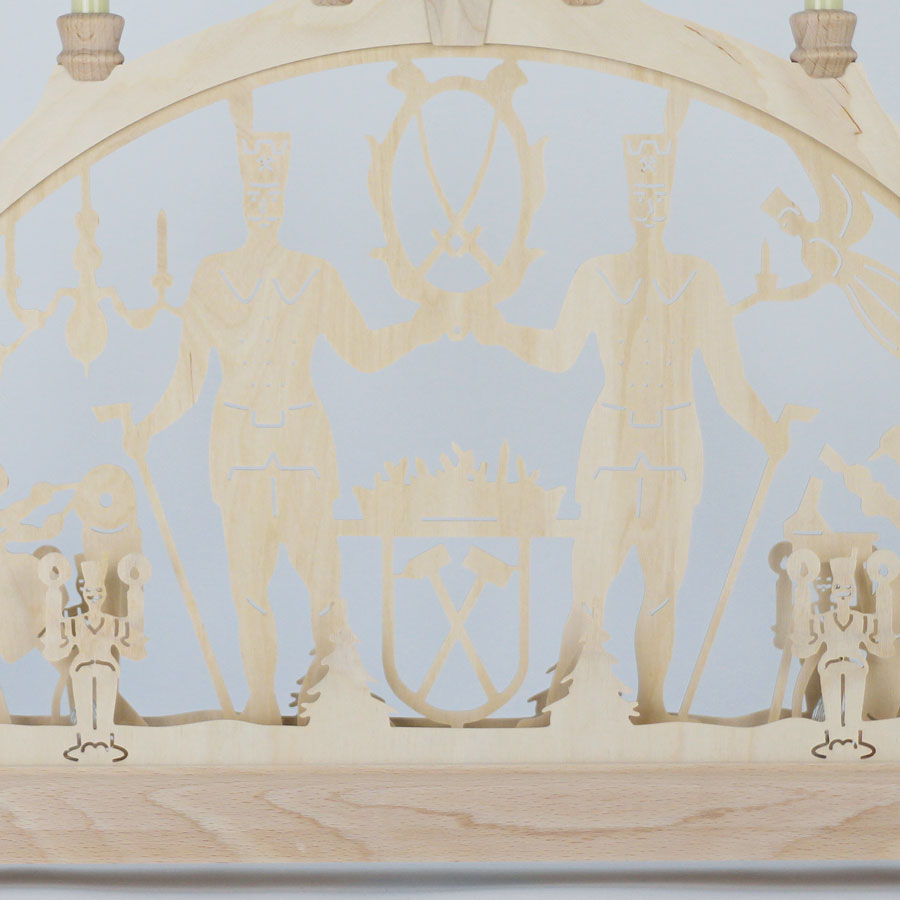 Erzgebirgs-Schwibbogen 'Bergmann' 16 flammig (LED Optional) 66x6x44cm