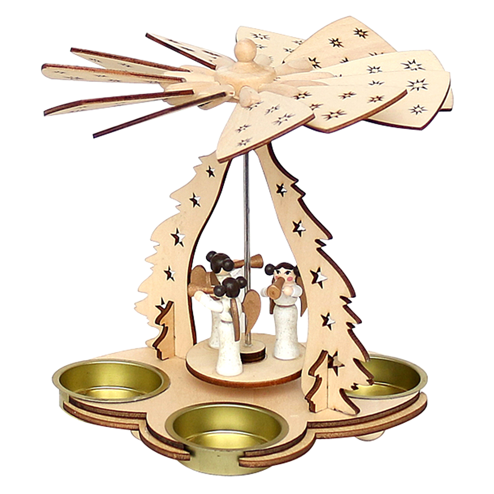 Teelicht - Laser Holzpyramide 15x11x16cm