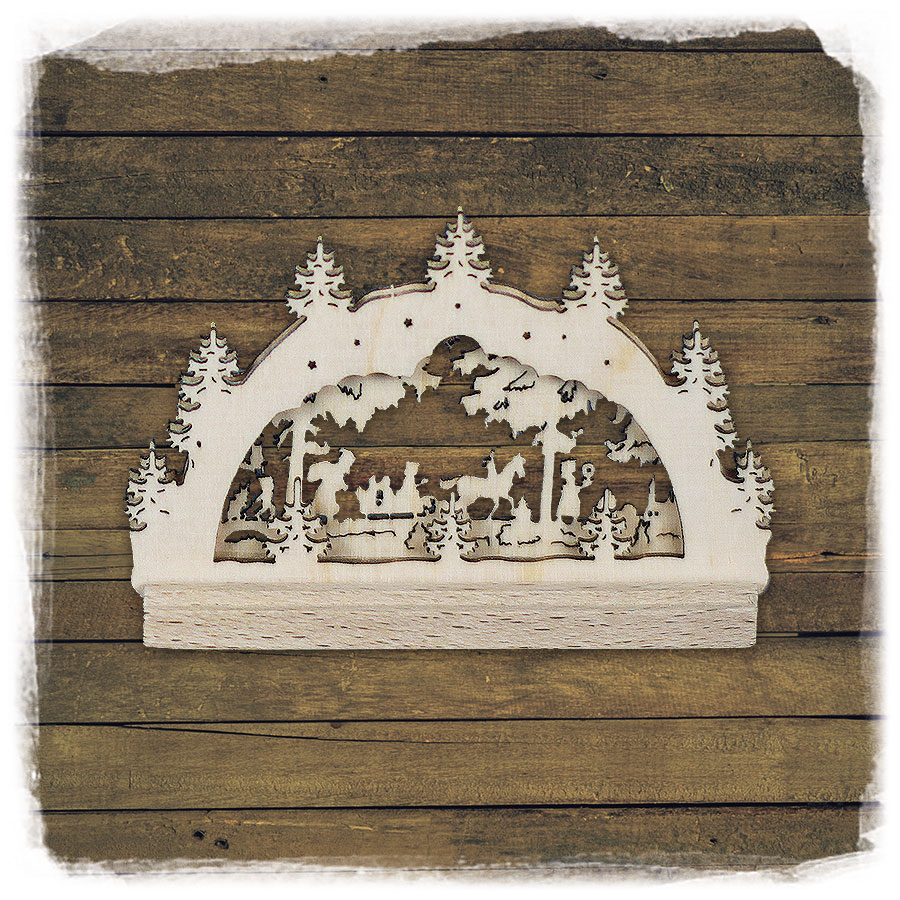 Miniatur-Schwibbogen Winterlandschaft 7cm