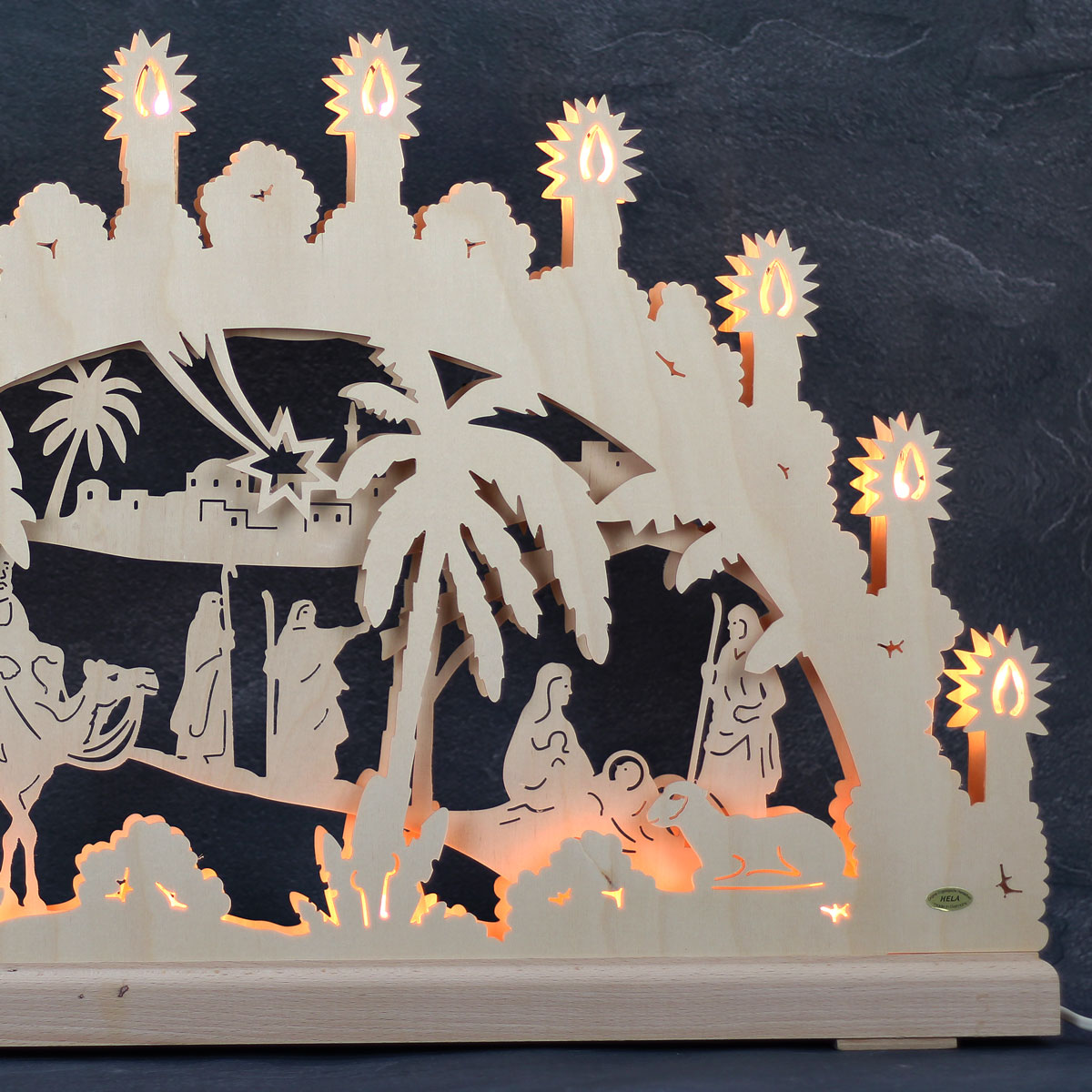 Erzgebirgs-Schwibbogen 'Christi Geburt' 3D 16 flammig (LED Optional) 66x6x44cm