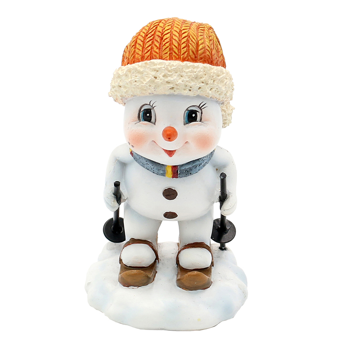 Schneemänner beim Skifahren 10 cm Polyresin