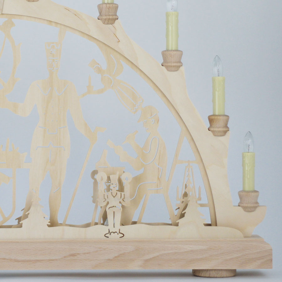Erzgebirgs-Schwibbogen 'Bergmann' 16 flammig (LED Optional) 66x6x44cm