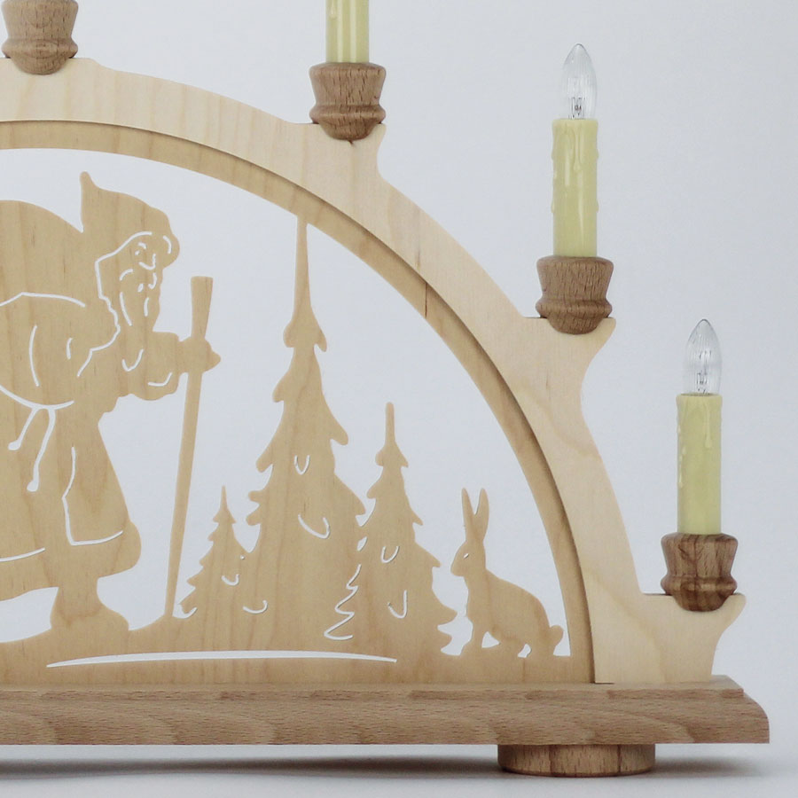 Erzgebirgs-Schwibbogen 'Weihnachtsmann' 7 flammig (LED Optional) 49x6x30cm