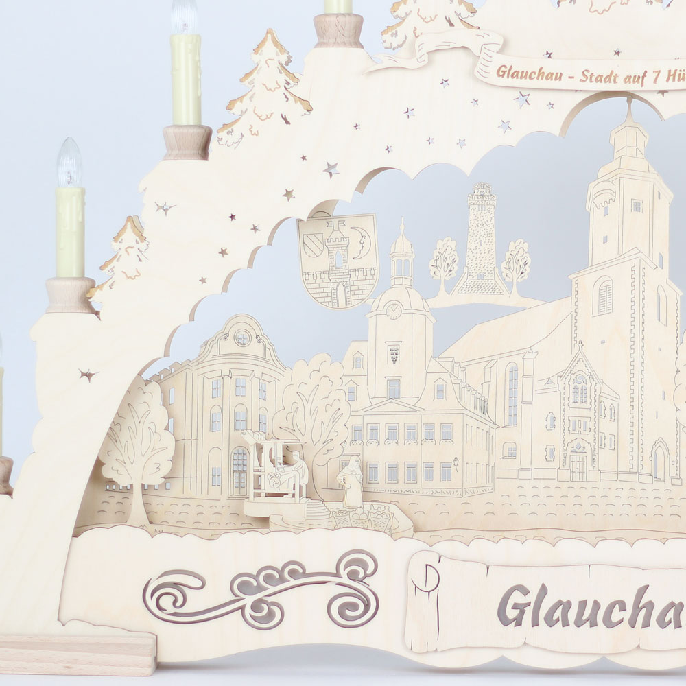 Schwibbogen 'Glauchau' Premium Natur '15 flammig' (LED Optional)