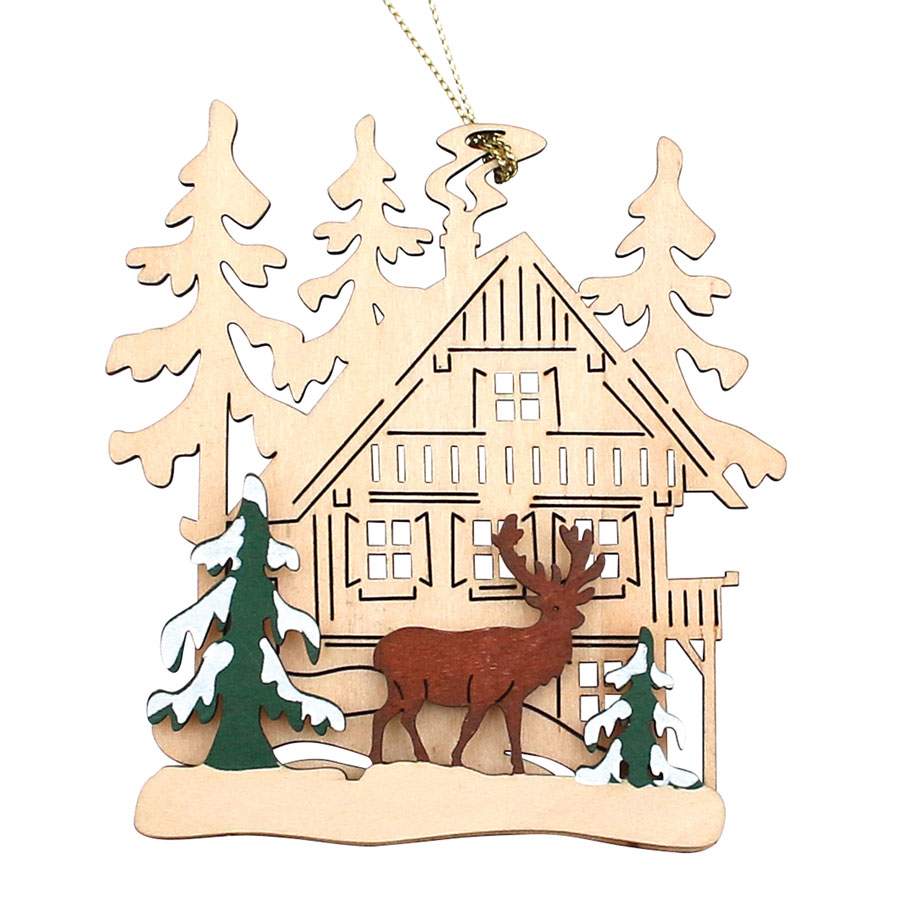 Baumbehang im winterlichen Design 8x1x10cm Holz