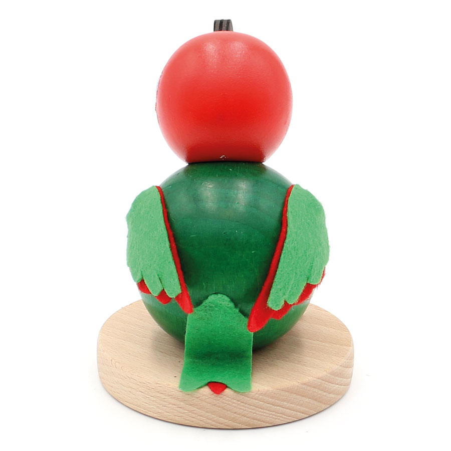 Räucherfigur 'Papagei' in grün 12,5cm Holz